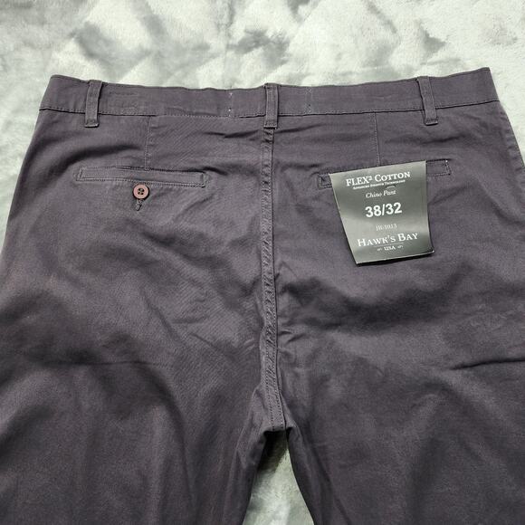 NEW Hawks Bay Pants Mens 38/32 Gray Charcoal Chino Stretch Twill Straight Slim - Picture 4 of 14